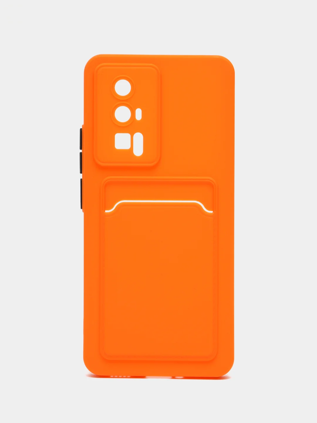 Оранжевый чехол для Xiaomi POCO F5 Pro (Поко Ф5 Про), с карманом для карт, прозрачный