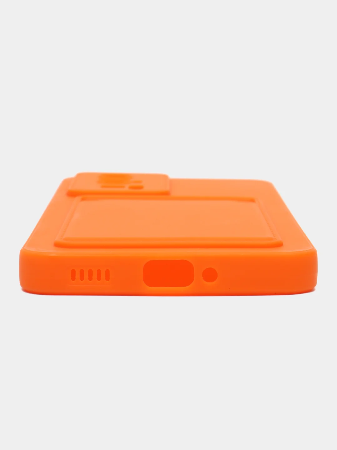 Оранжевый чехол для Xiaomi POCO F5 Pro (Поко Ф5 Про), с карманом для карт, прозрачный