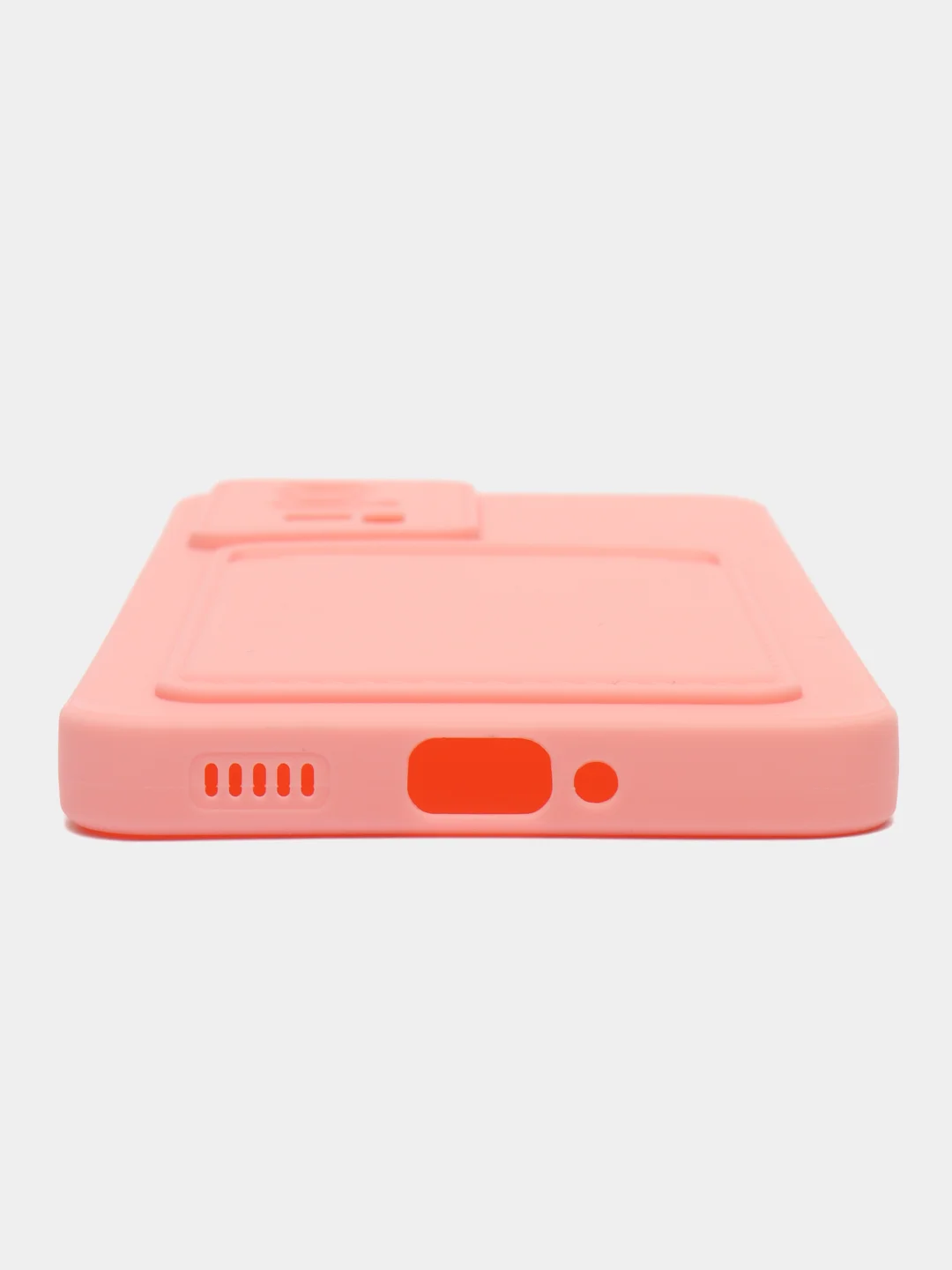Оранжевый чехол для Xiaomi POCO F5 Pro (Поко Ф5 Про), с карманом для карт, прозрачный