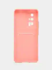 Оранжевый чехол для Xiaomi POCO F5 Pro (Поко Ф5 Про), с карманом для карт, прозрачный