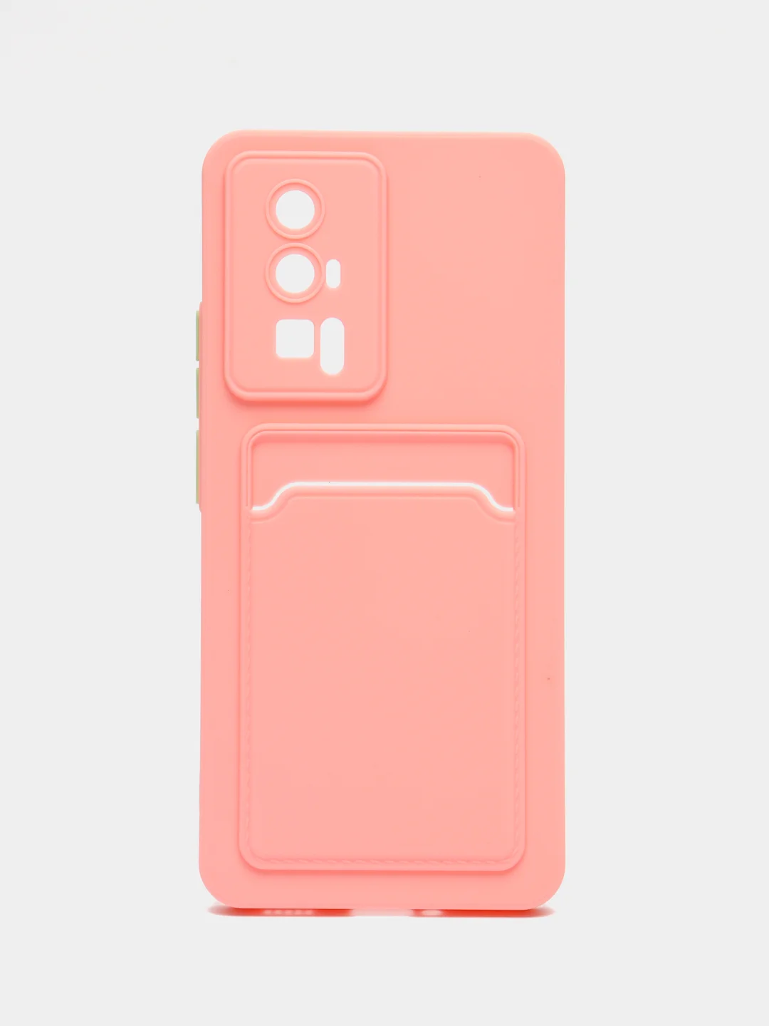 Розовый чехол для Xiaomi POCO F5 Pro (Поко Ф5 Про), с карманом для карт, прозрачный