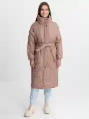 Медный куртка женская удлиненная с поясом