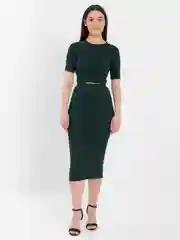 Зелёный хаки комплект женский: топ, юбка