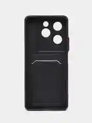 Черный чехол для Infinix HOT 40 / HOT 40 PRO / Tecno Spark 20 Pro с карманом для карт