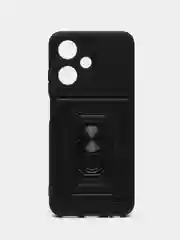 Черный чехол Infinix Hot 30 Play / Хот 30 Плей противоударный, с металлической подставкой кольцом