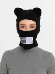 Черный женская зимняя балаклава шапка в форме медведя
