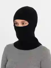 Черный балаклава осенняя зимняя женская из трикотажа