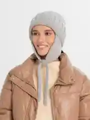 Приглушённый хаки женская теплая шапка ушанка вязаная