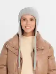 Приглушённый хаки женская теплая шапка ушанка вязаная