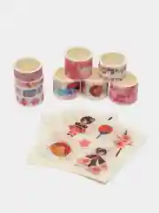 Розовый подарочный канцелярский набор: скотчи клейкие ленты , наклейки , стикеры