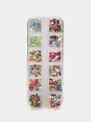 Коралловый м-10035 Набор конфетти, 12 цветов, пластиковая коробка (ш-5,5см,в-13см),