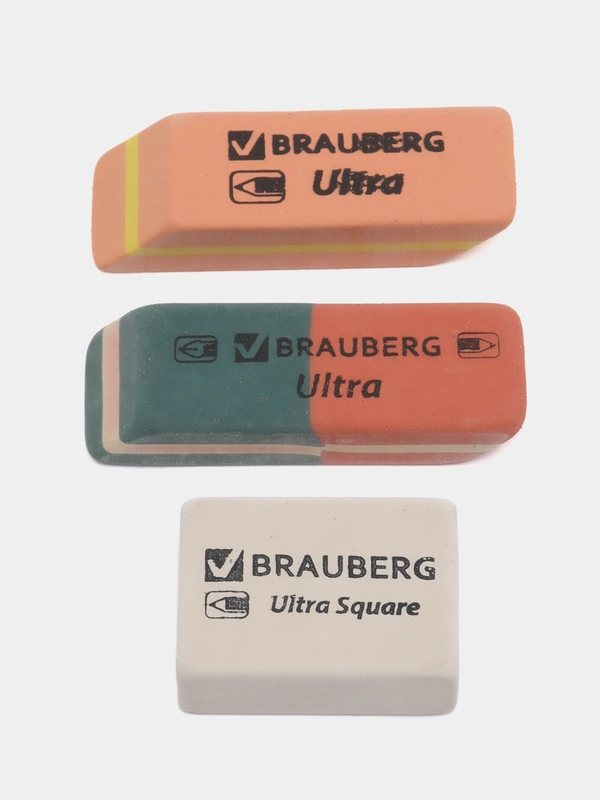 Ластики BRAUBERG Ultra Mix 9 шт., натуральный каучук