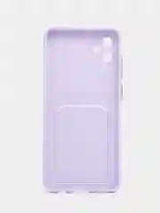 Сиреневый силиконовый чехол Samsung Galaxy A05 (Самсунг Галакси А05) с карманом для карт, прозрачный