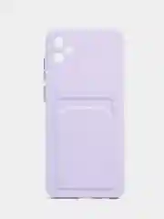 Сиреневый силиконовый чехол Samsung Galaxy A05 (Самсунг Галакси А05) с карманом для карт, прозрачный