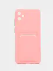 Розовый силиконовый чехол Samsung Galaxy A05 (Самсунг Галакси А05) с карманом для карт, прозрачный