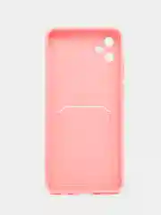 Розовый силиконовый чехол Samsung Galaxy A05 (Самсунг Галакси А05) с карманом для карт, прозрачный