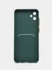 Зеленый силиконовый чехол Samsung Galaxy A05 (Самсунг Галакси А05) с карманом для карт, прозрачный