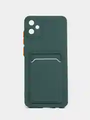 Зеленый силиконовый чехол Samsung Galaxy A05 (Самсунг Галакси А05) с карманом для карт, прозрачный