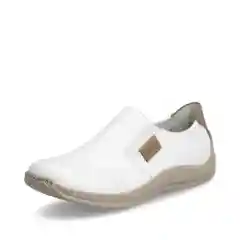 Белый мокасины женские Rieker, из натуральной кожи