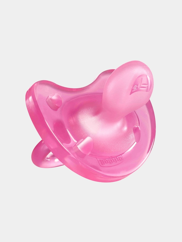 CHICCO Пустышка Physio Soft,1шт.,6-16мес.,силикон,розовая