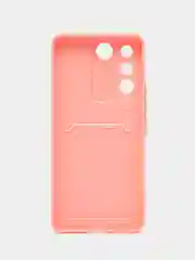 Оранжевый силиконовый чехол для Vivo V27E (Виво В27Е), с карманом для карт