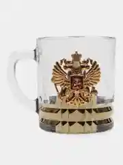 Золотой кружка подарочная для чая, стекло и металлический герб