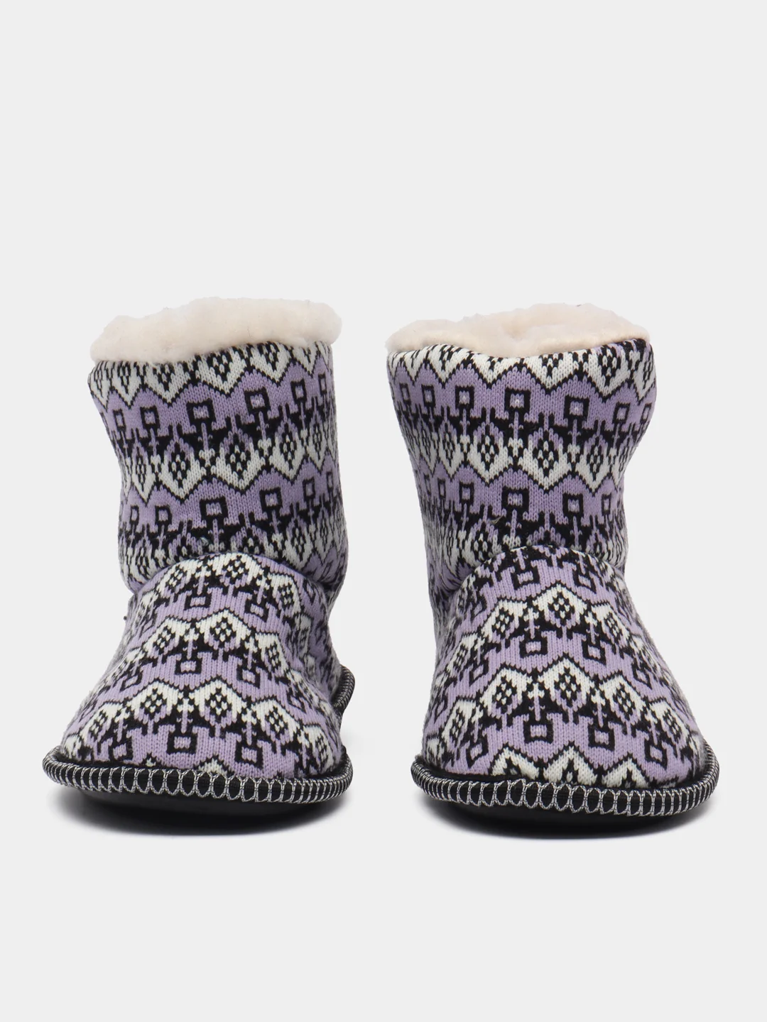 Лавандовый чуни-тапочки домашние утепленные Soft Slippers "Вязанка" на подошве ЭВА