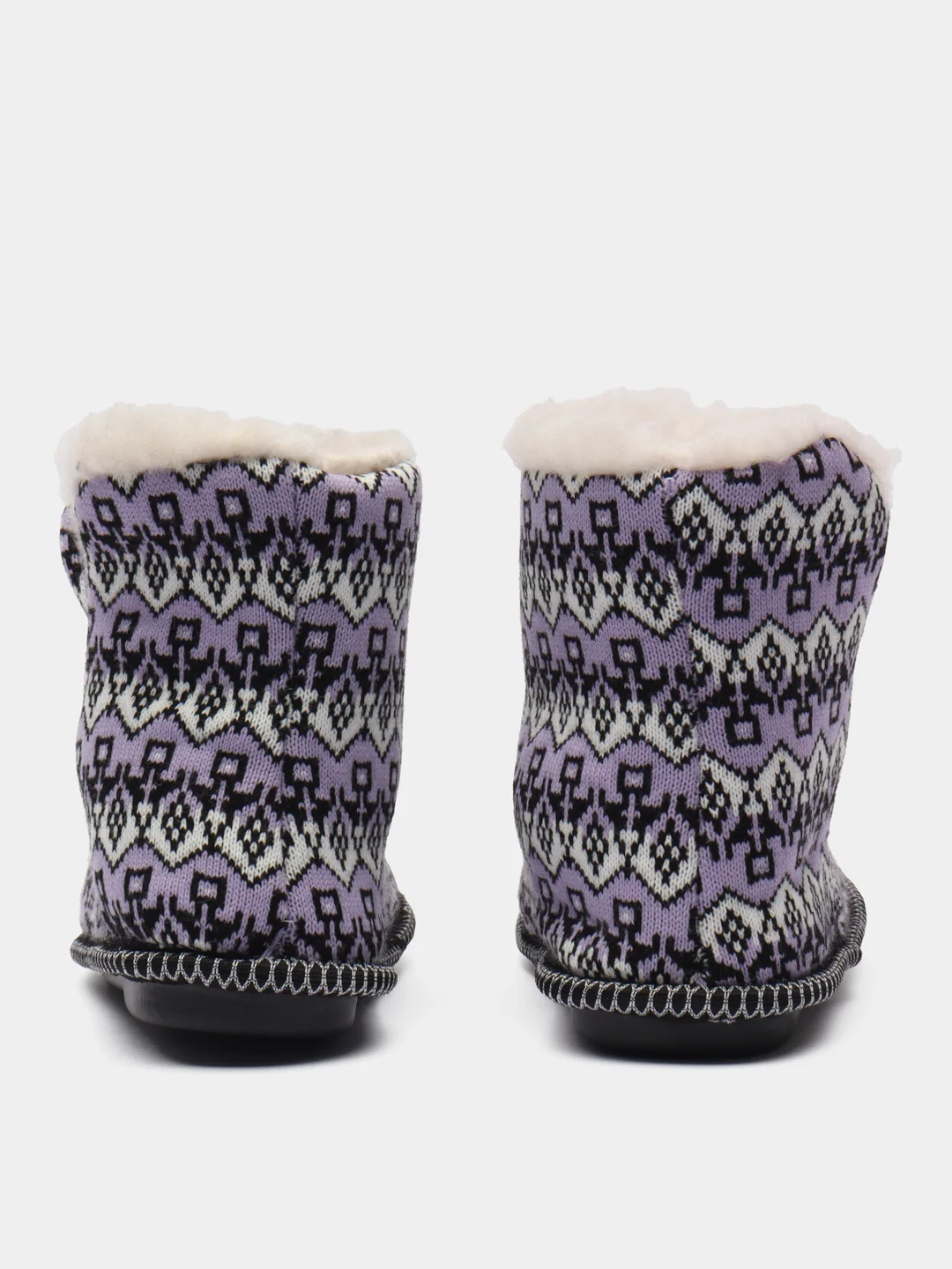 Лавандовый чуни-тапочки домашние утепленные Soft Slippers "Вязанка" на подошве ЭВА