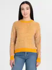 Желтый свитер женский укороченный теплый