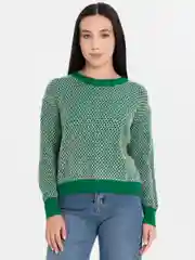 Зеленый свитер женский укороченный теплый