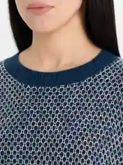 Синий свитер женский укороченный теплый