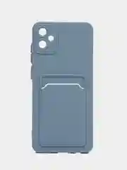 Синий меланж силиконовый чехол Samsung Galaxy A05 (Самсунг Галакси А05) с карманом для карт, прозрачный