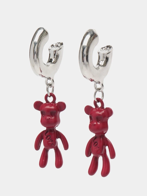Серьги бублики с мишками, с надписью "Love", kaws, bearbrick