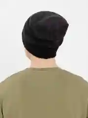 Черный вязаная мужская шапка с флисом
