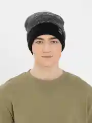 Серый вязаная мужская шапка с флисом