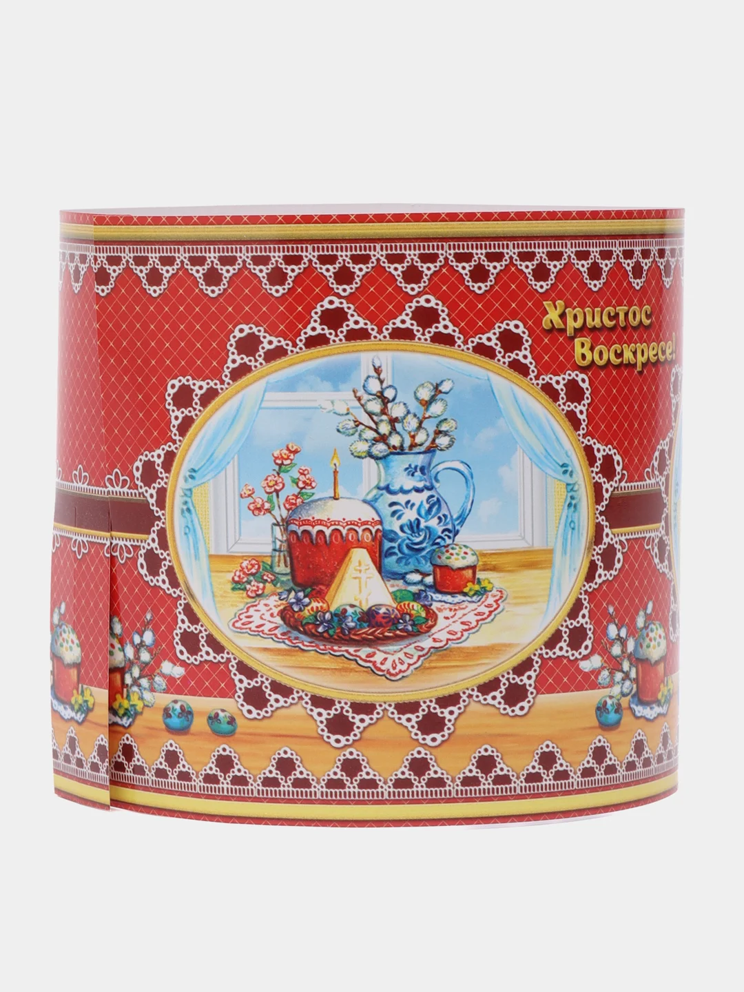 Красный ободок для пасхального кулича ХВ, 32,2 х 9 см