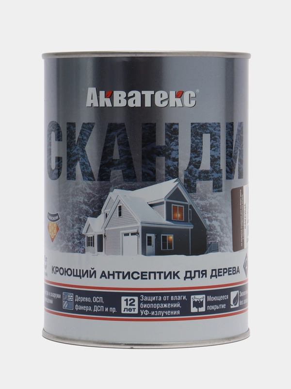 Акватекс Сканди, пропитка по дереву, цвет Лакрица, 0,75 л