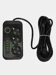 Удлинитель сетевой, фильтр 5 метров, 3 розетки с 4 USB и 1 Type-C портами и кнопкой, черный