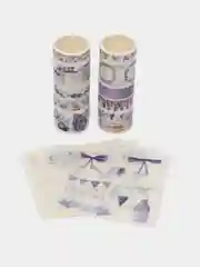 Фиолетовый подарочный канцелярский набор: скотчи клейкие ленты , наклейки , стикеры