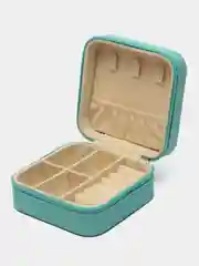 Бирюзовый шкатулка для украшений, 10 х 10 х 5 см, на молнии