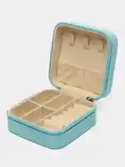 Голубой шкатулка для украшений, 10 х 10 х 5 см, на молнии