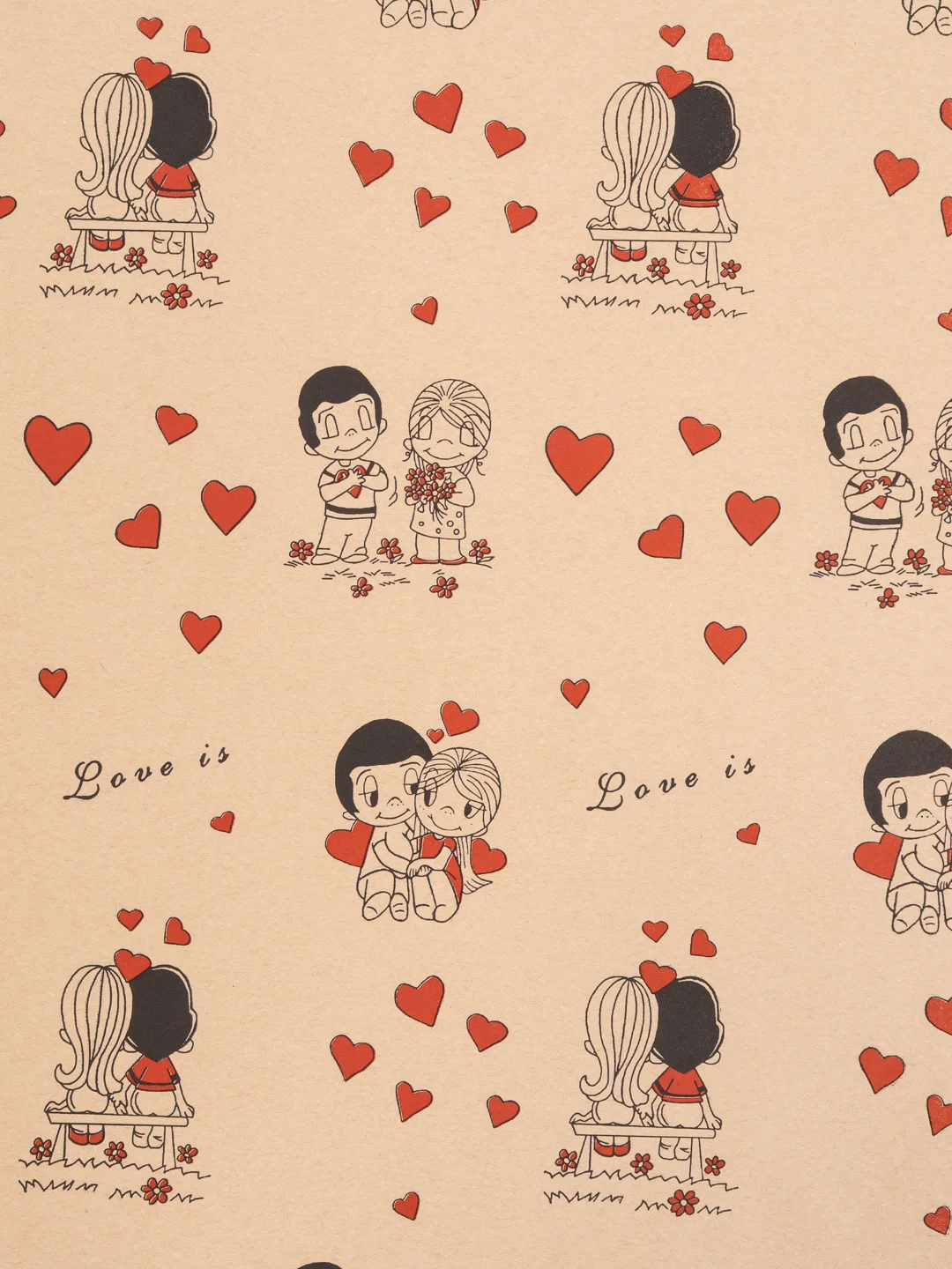 Упаковочная бумага для подарков, крафтовая "Love is..." 60см/10м