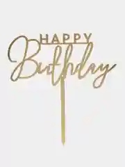 Бронзовый топпер "Happy Birthday" для украшения торта