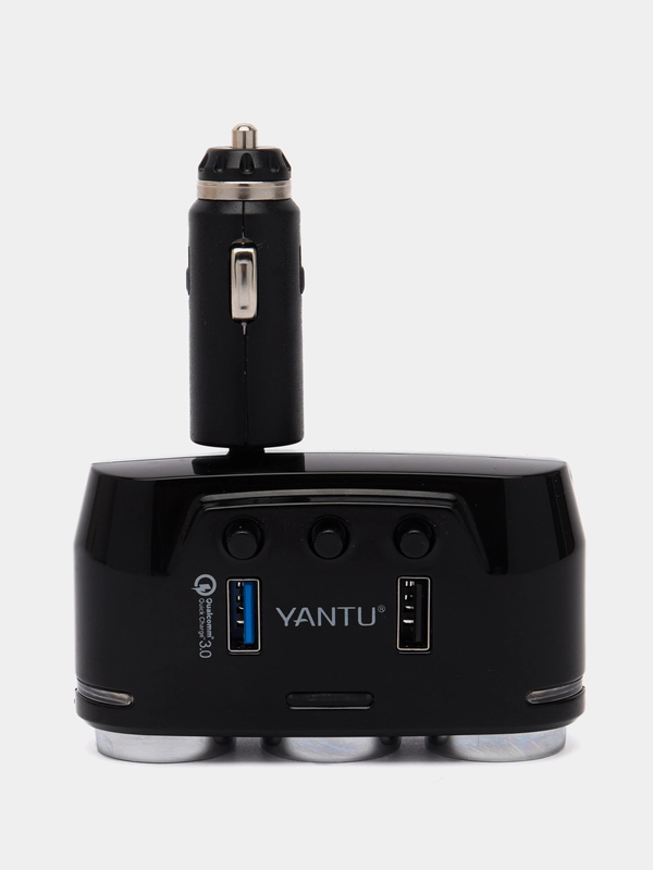 Разветвитель прикуривателя на 2 розетки 2 USB 3A
