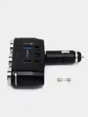 Разветвитель прикуривателя на 2 розетки 2 USB 3A