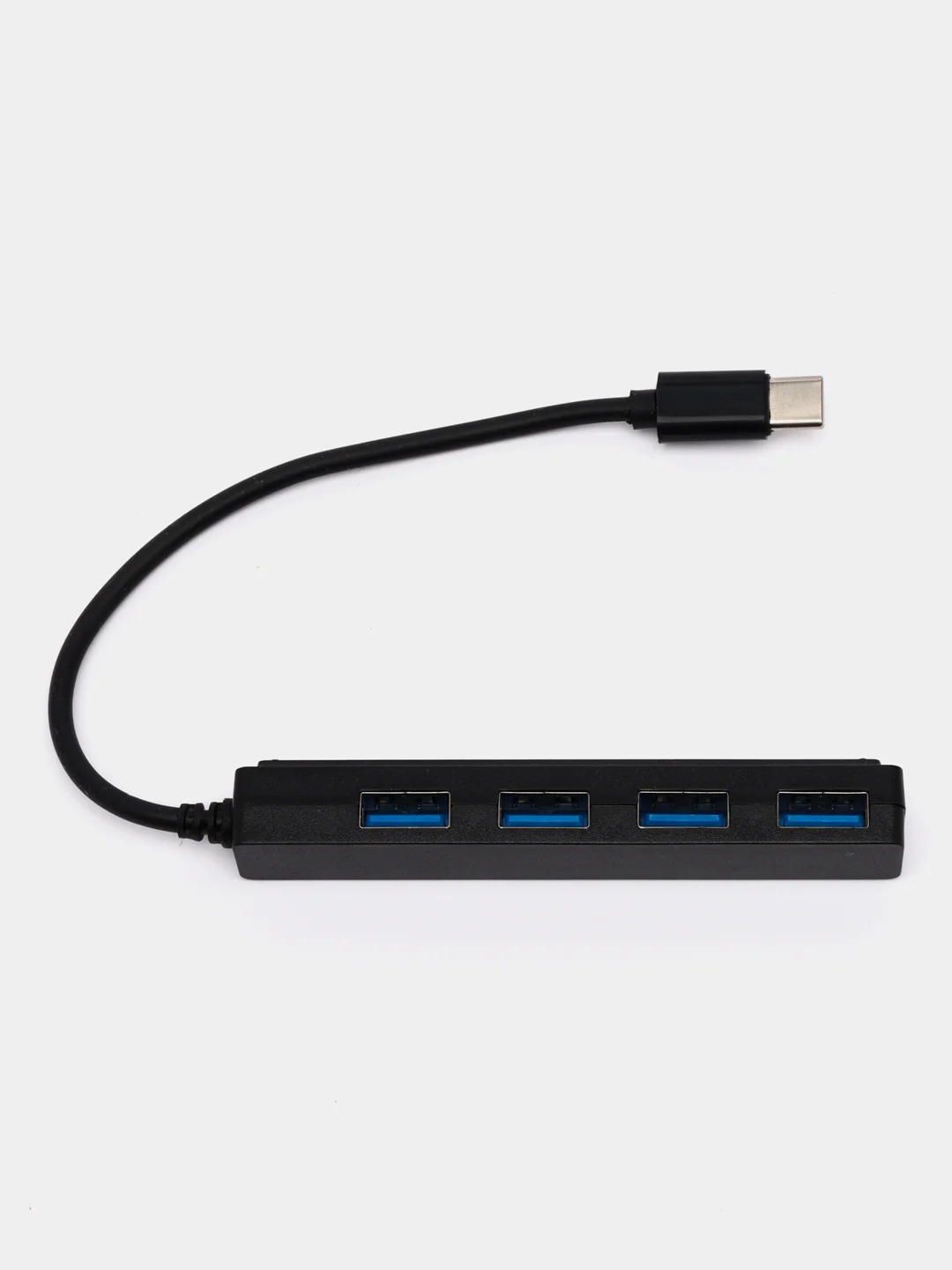 Черный переходник Type-C HUB. Адаптер на 4 порта USB 2.0 HUB KY 163. Концентратор универсальный