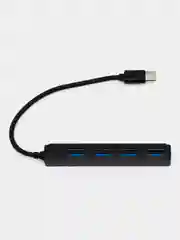 Черный переходник Type-C HUB. Адаптер на 4 порта USB 2.0 HUB KY 163. Концентратор универсальный