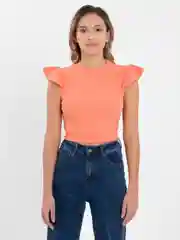 Кораллово-розовый топ женский с коротким рукавом