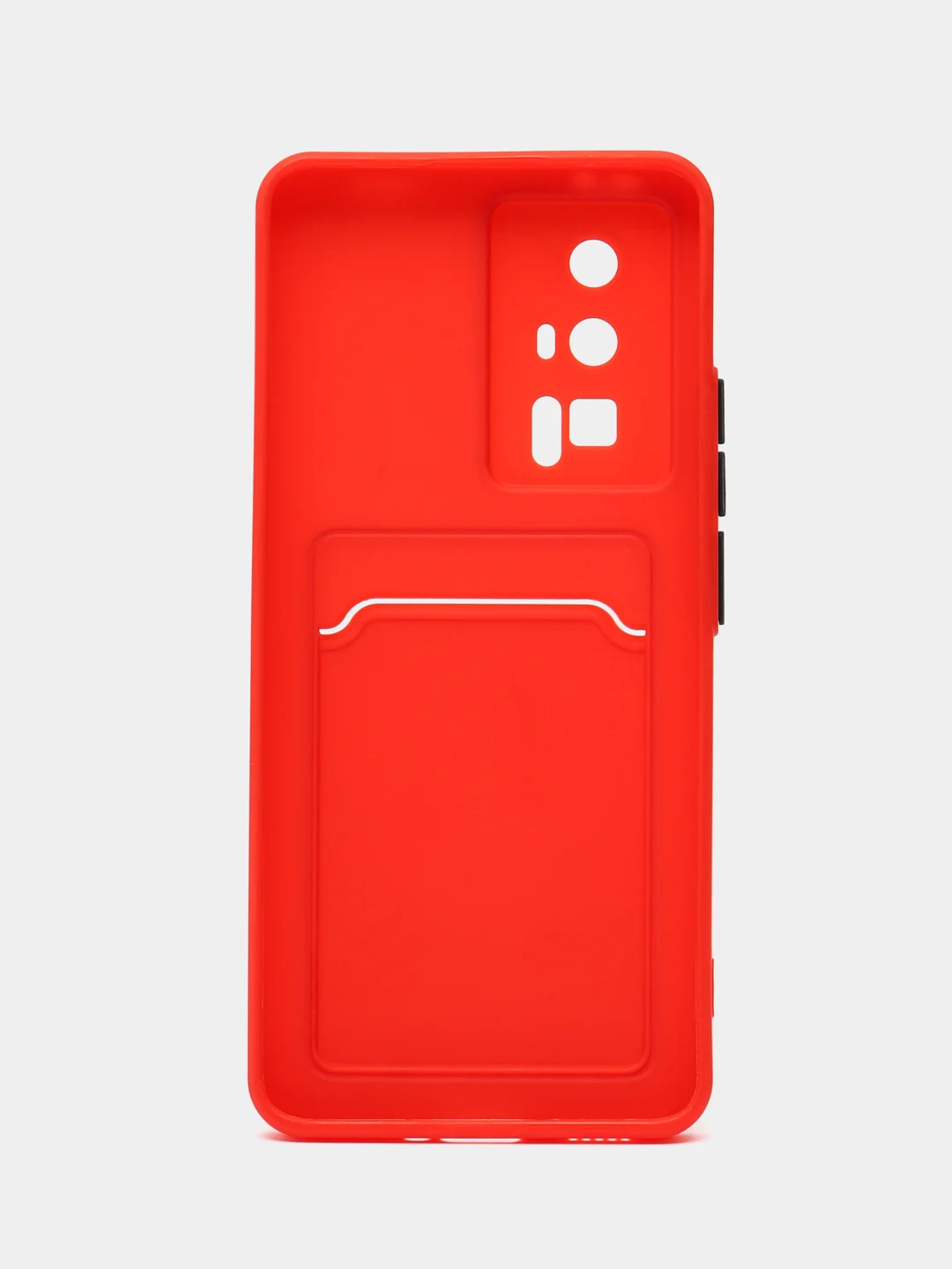 Красный чехол для Xiaomi POCO F5 Pro (Поко Ф5 Про), с карманом для карт, прозрачный