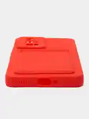 Красный чехол для Xiaomi POCO F5 Pro (Поко Ф5 Про), с карманом для карт, прозрачный